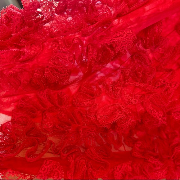 Anthropologie Tiny Caridad Ruffle Sleeveless Red Silk Dress Size 0 Party Holiday - Picture 11 of 12
